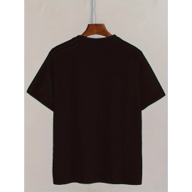 Men'S Casual Crew Neck T-Shirt with Geometric Gamer Pulse Graphic, 100% Polyester Knit Fabric, Slight Stretch, Regular Fit - Stylish Streetwear for Sports and Fitness