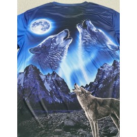 Premium Quality 3D Printed Wolves Graphic T-Shirt - Mens Short Sleeve Novelty Tee for Fashion-Forward Style - Comfortable, Street Casual Daily Wear with Unmatched Graphic Detail