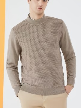 Men's Luxury Classic Plaid Sweater - Cotton Blend, Business Casual Style, Machine Washable, Round Neck for Fall/Winter