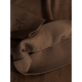 Men'S Fall/Winter Casual Knit Pullover Sweater, Solid Color, Long Sleeve, Slight Stretch, Regular Fit with High Neck Collar