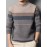 1pc Men'S Casual Striped Crew Neck Sweater, Polyester Knit Long Sleeve Pullover, Mature Style Solid Color Warm Top for Sports and Leisure