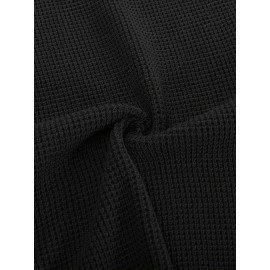 Men Waffle Textured Sweater Long Raglan Sleeve Crew Neck Ribbed Cuff Pullover