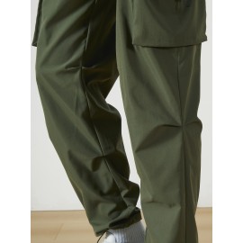 Men's Casual Flap Pocket Straight Leg Cargo Pants, Street Style Casual Pants For Outdoor Activities