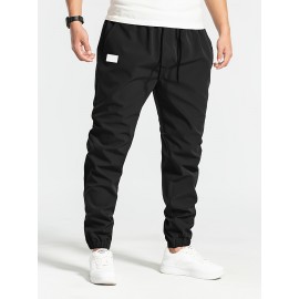 1pc Men'S Casual Polyester Drawstring Sweatpants, Solid Color, Regular Fit, Street Style with Pockets