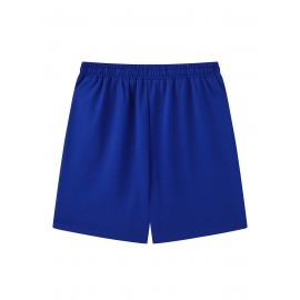 1pc Crane Emblem Casual Shorts, Polyester Knit Fabric with Slight Stretch, Regular Fit with Pockets, Alphabet Pattern - Comfortable Summer Wear