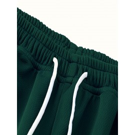 Men's Stripes Decor Sports Shorts With Drawstrings, Elastic Waist Quick-drying Shorts For Summer Daily Outdoor Basketball Sport