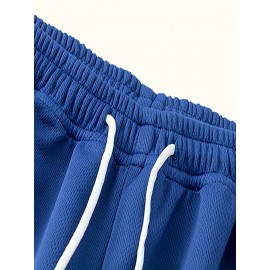 Men's Stripes Decor Sports Shorts With Drawstrings, Elastic Waist Quick-drying Shorts For Summer Daily Outdoor Basketball Sport