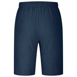 1pc Men'S Casual Linen Blend Shorts - Solid Color, Drawstring Elastic Waist, Breathable Slight Stretch Fabric, Loose Fit Beach Shorts
