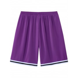 Men'S Casual Sports Shorts, 100% Polyester, Regular Fit, Geometric-Pattern, Non-Stretch, with Pockets, for Basketball, Woven Fabric, Ideal for Outdoor, Travel & Vacation Wear