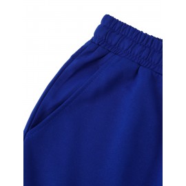 Men's Casual Rock Print Drawstring Shorts - Breathable Polyester, Pockets Included, Machine Washable