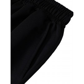 Men's Casual Rock Print Drawstring Shorts - Breathable Polyester, Pockets Included, Machine Washable