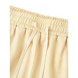 Men's Casual Rock Print Drawstring Shorts - Breathable Polyester, Pockets Included, Machine Washable