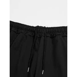 Men's Casual Drawstring Shorts - Comfy Polyester, Printed Design for Summer Sports & Beach Wear